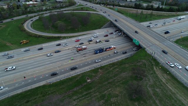 Aerial View of I-264 Crash on 4-17-19