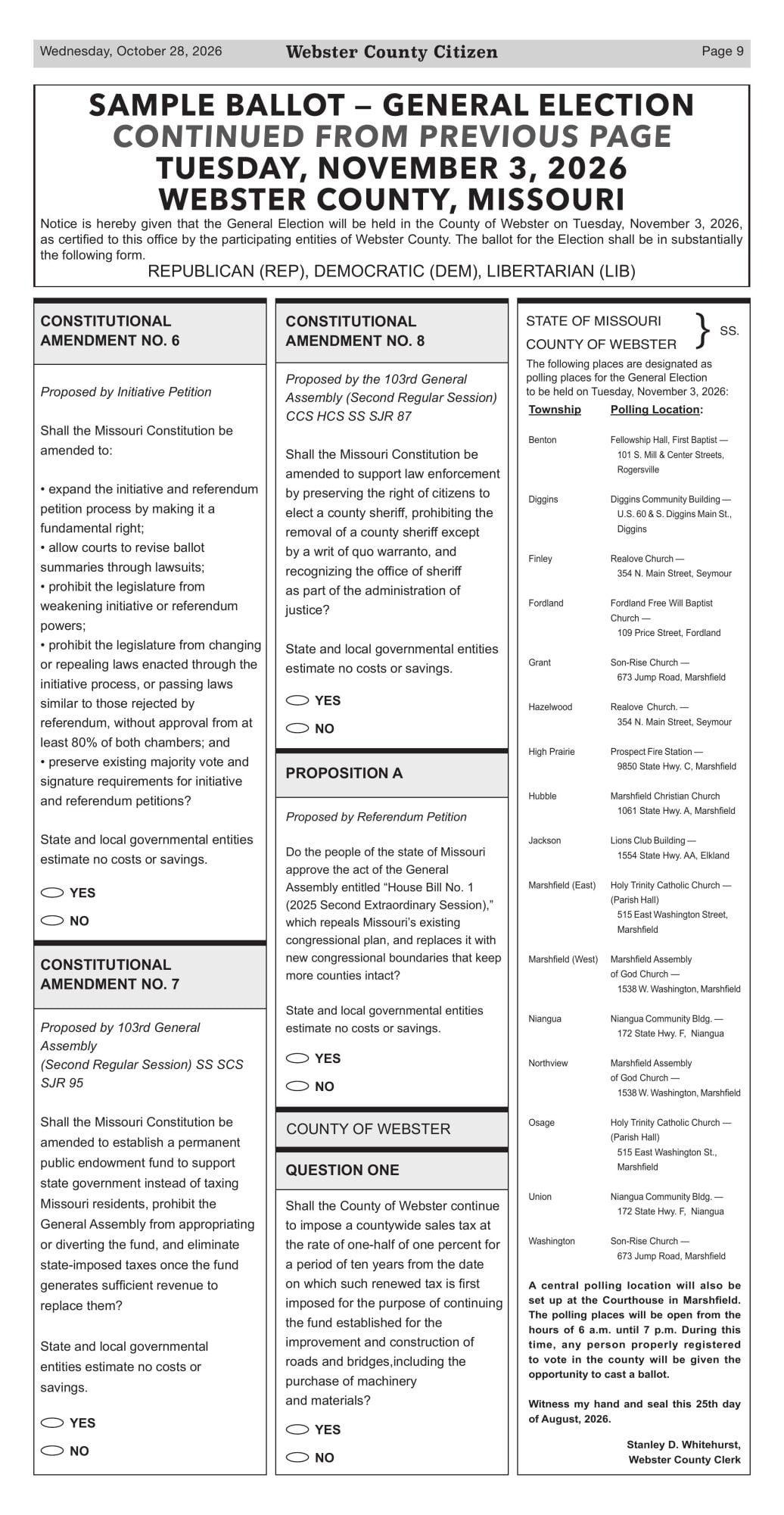 Sample Notice Signs SAMPLE BALLOT — GENERAL ELECTION | Political News & Opinions ...