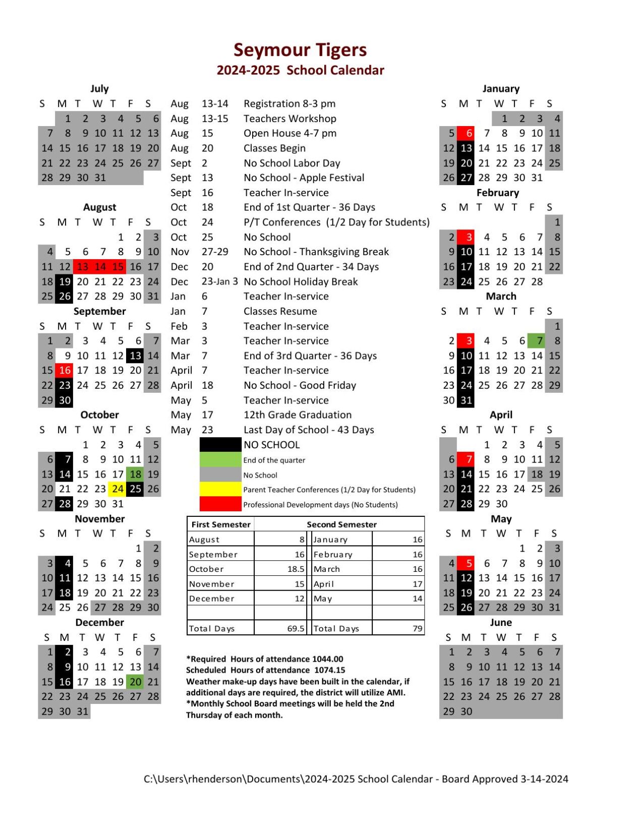 Seymour R-II School District Calendar   webstercountycitizen.com