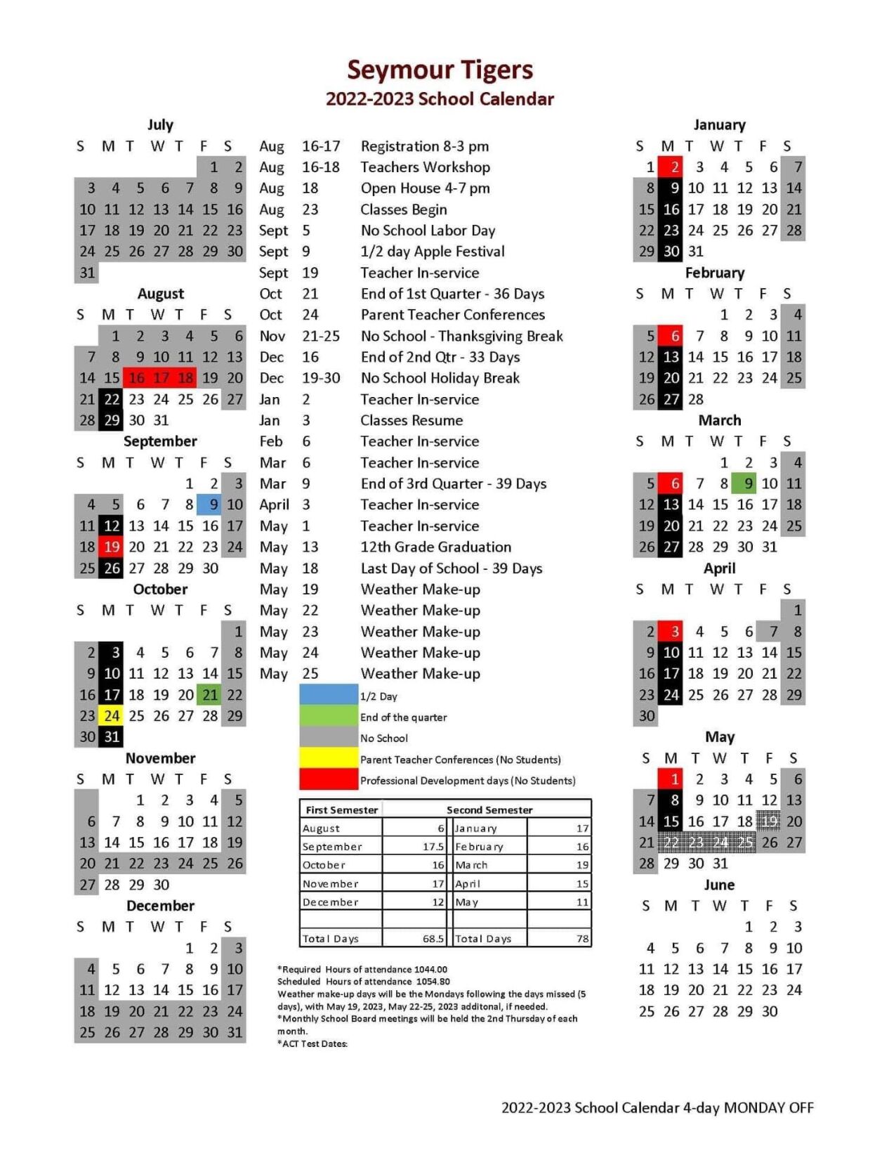 - R-II Seymour School District School 2022-23 Calendar  School 
