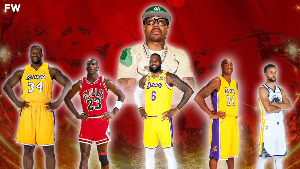 Download Allen Iverson With Lakers Players Wallpaper