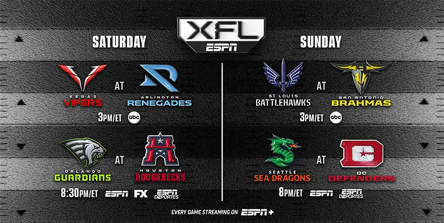 XFL Football Games on TV Today (Sunday, Feb. 19)