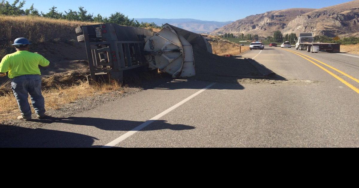 Overturned semi hauling processed human waste slows traffic north of