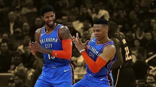 Download Oklahoma City Thunders Paul George, Russell Westbrook Wallpaper