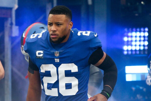 New York Giants Road Name & Number T-Shirt - Saquon Barkley