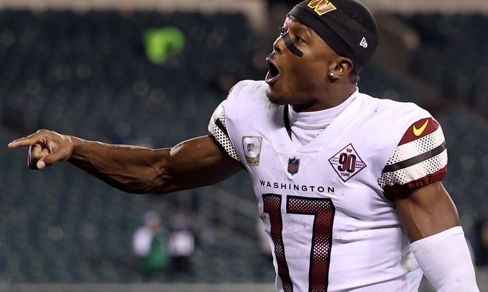 Washington Commanders WR Dyami Brown (2) catches a pass while