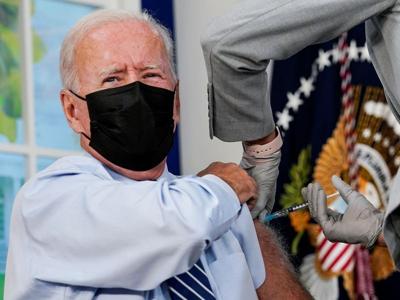 U.S. President Joe Biden receives COVID-19 booster vaccine at the White House in Washington
