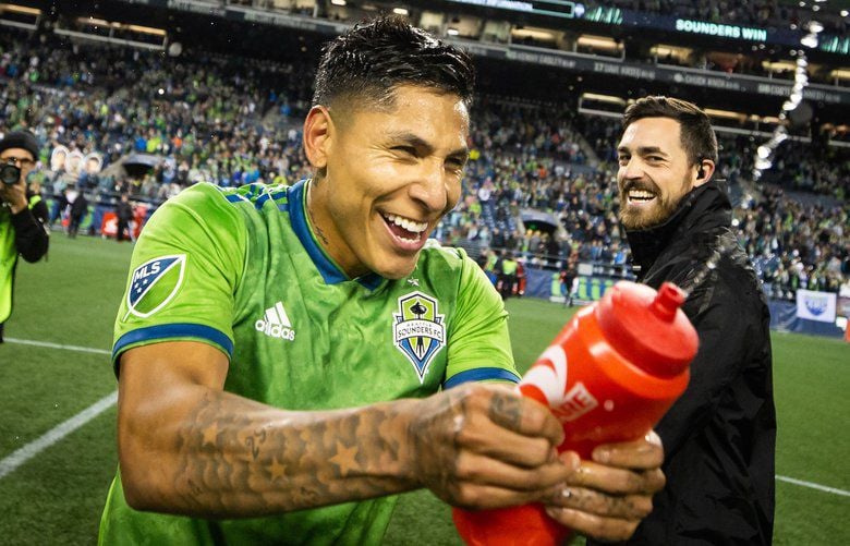 Raul Ruidiaz of MLS All-Stars team celebrates after scoring the