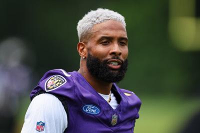 Odell Beckham Jr. #3 of the Baltimore Ravens participates in a