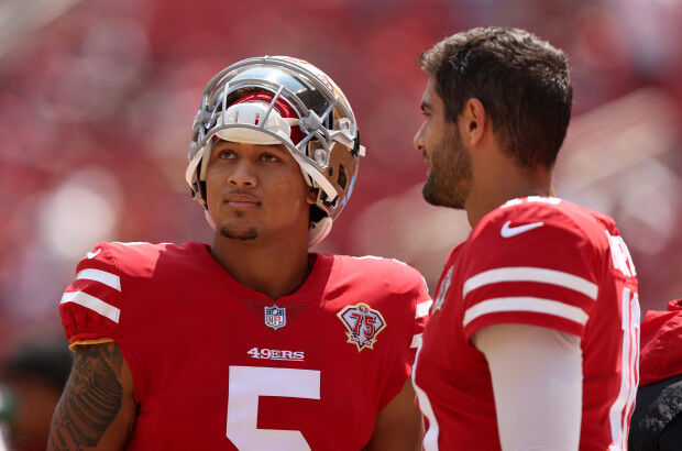 Getty Images - Trey Lance #5 of the San Francisco 49ers leaves the