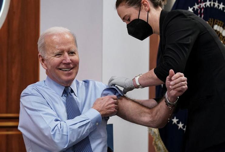 U.S. President Biden receives second coronavirus (COVID-19) booster shot at the White House in Washington