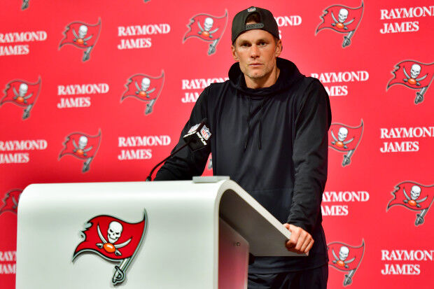 Tampa Bay Buccaneers General Manager Jason Licht talks on the phone News  Photo - Getty Images