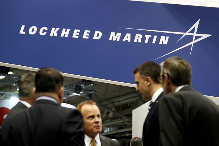 FILE PHOTO: The logo of Lockheed Martin is seen at Euronaval, the world naval defence exhibition in Le Bourget near Paris
