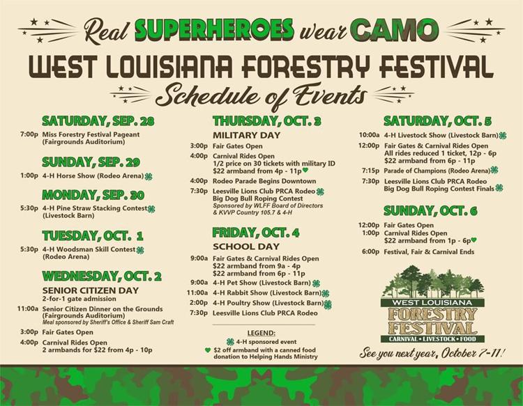113th Annual West Louisiana Forestry Festival Calendar