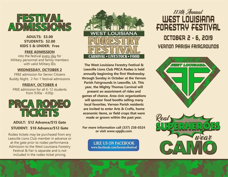 113th Annual West Louisiana Forestry Festival Calendar