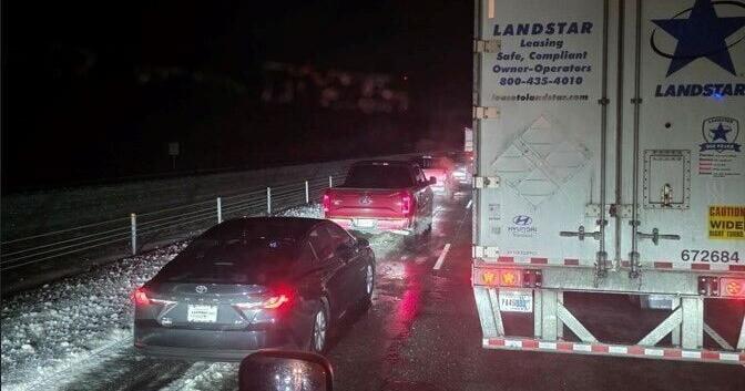 Truck driver stuck for hours as freezing conditions leave motorists stranded