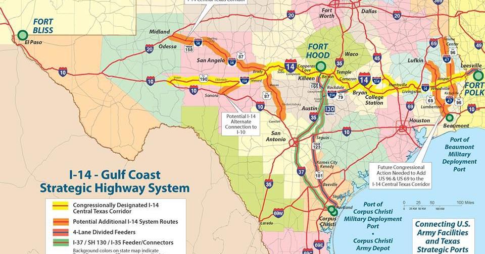 Central Texas Portion of I-14 Gulf Coast Strategic Hwy Mapped Out ...