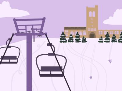 SPOOF ski lift up UC hill graphic