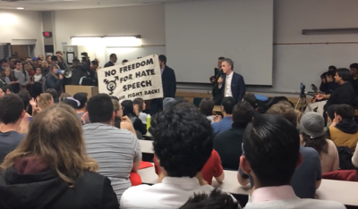 Peterson's met by air horns and protestors McMaster | News | westerngazette.ca
