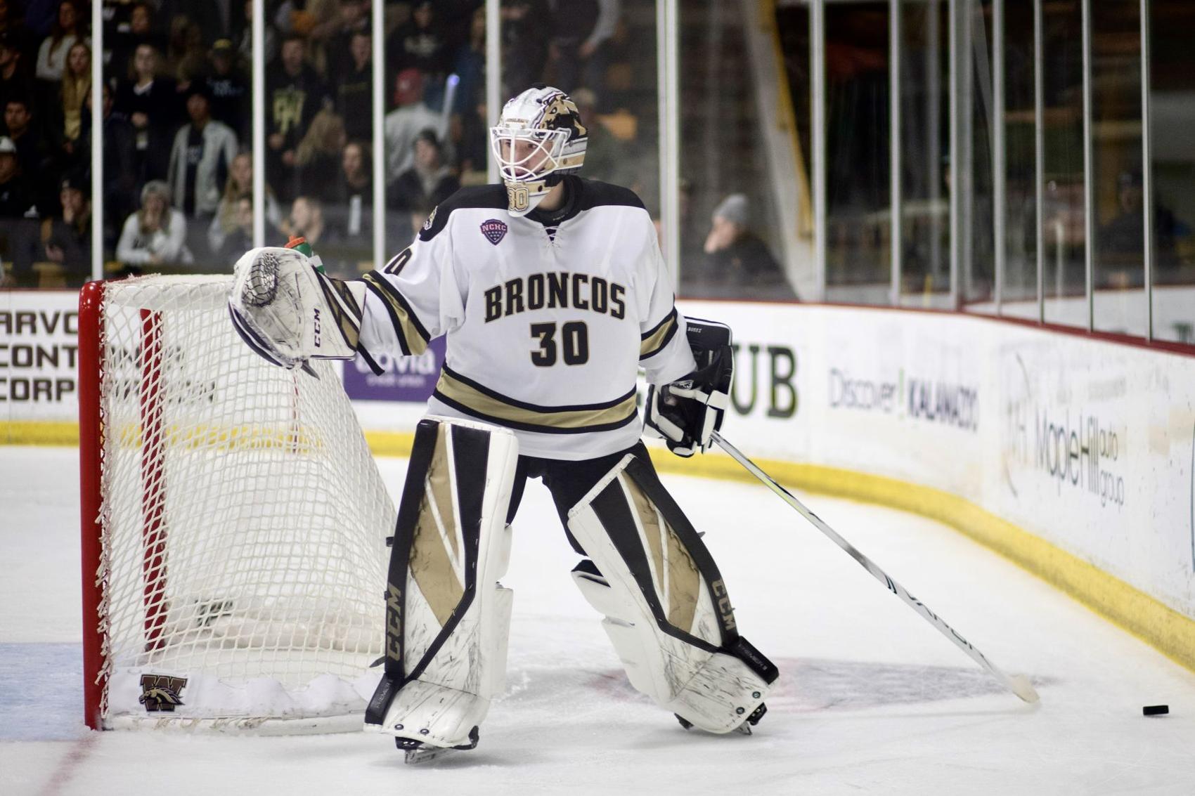Freshman goaltender Brandon Bussi played in front of the Lawson Lunatics for the first time over the weekend after being a member of the Muskegon Lumberjacks (USHL).