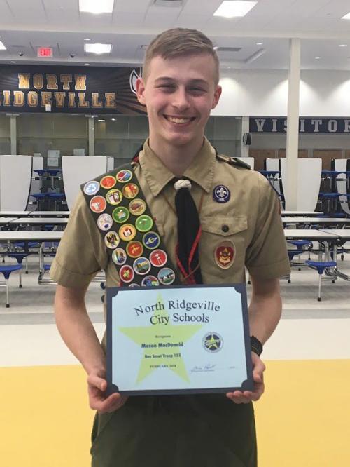 North Ridgeville student honored for scout project