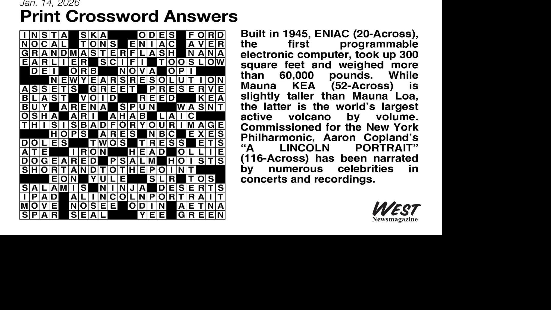 Crossword Puzzle westnewsmagazine com