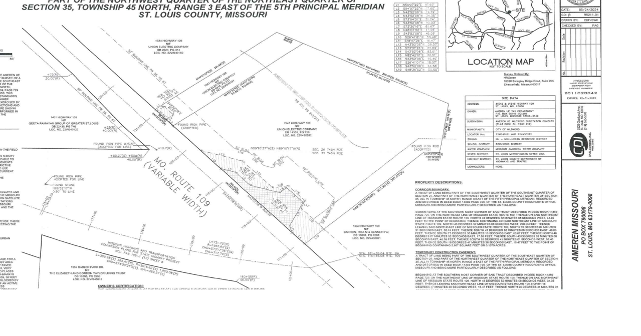Route 109 corridor boundary and easement dedication plan ...