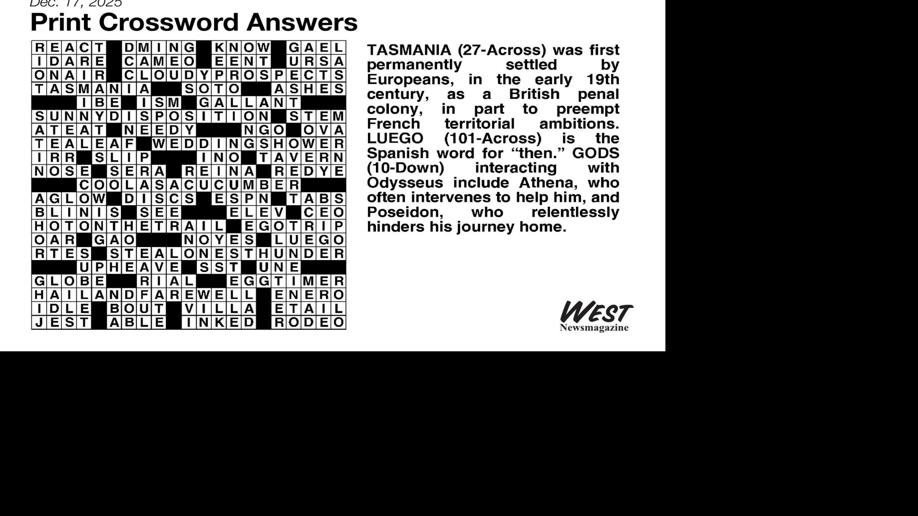 Crossword Puzzle westnewsmagazine com