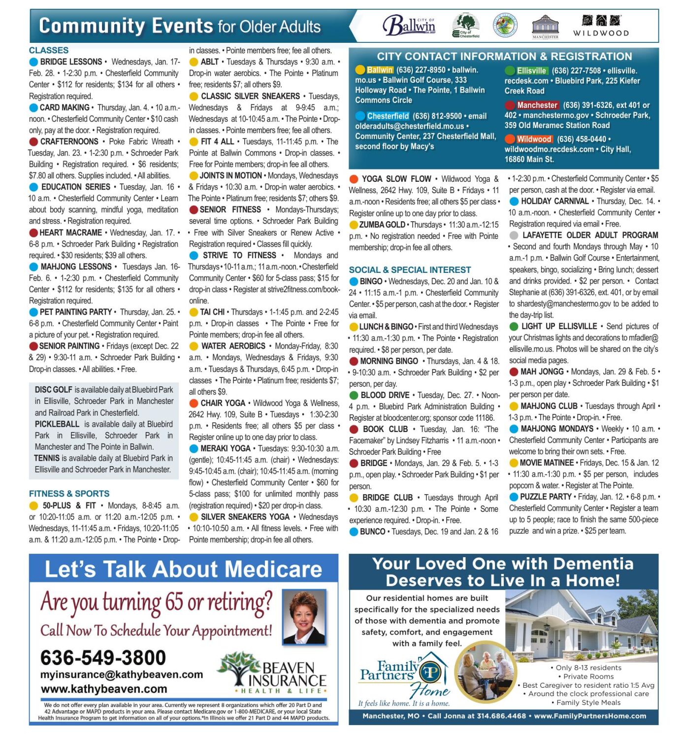 Older Adults Calendar DecemberJanuary Lifestyles