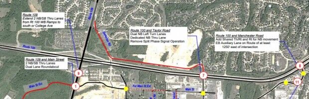 Route 100 Loop Intersection of Route 100, Taylor Road sees lane reconfiguration in ...