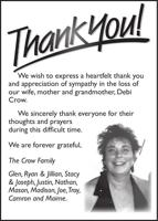 Card Of Thanks: Debi Crow