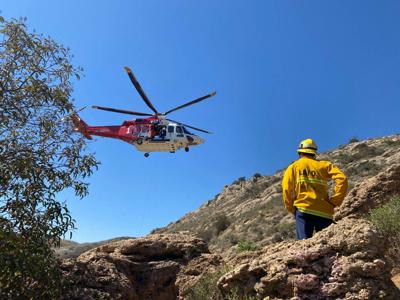 LAFD Helicopter Rescues Injured Mountain Biker From Brentwood Trail ...
