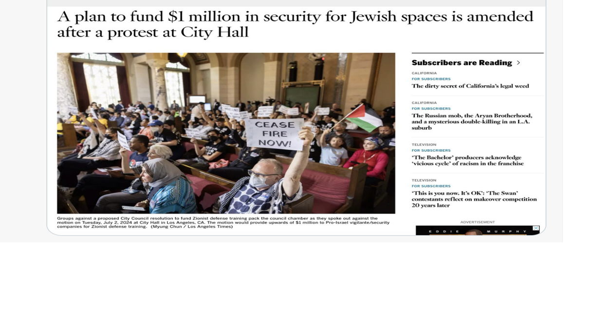 Unusual Caption in LA Times Report Ignites Antisemitism Concerns