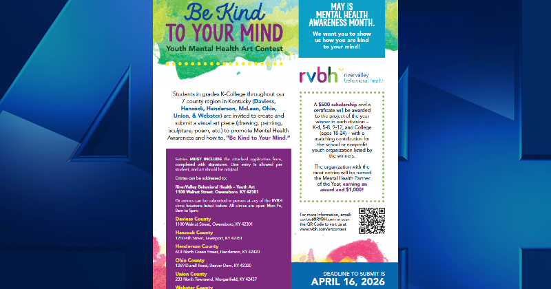 RiverValley Behavioral Health invites youth to “Be Kind to Your Mind” in 2026 Art Contest