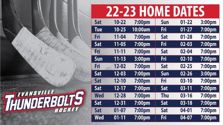 Evansville Thunderbolts release athome schedule for 20222023 season