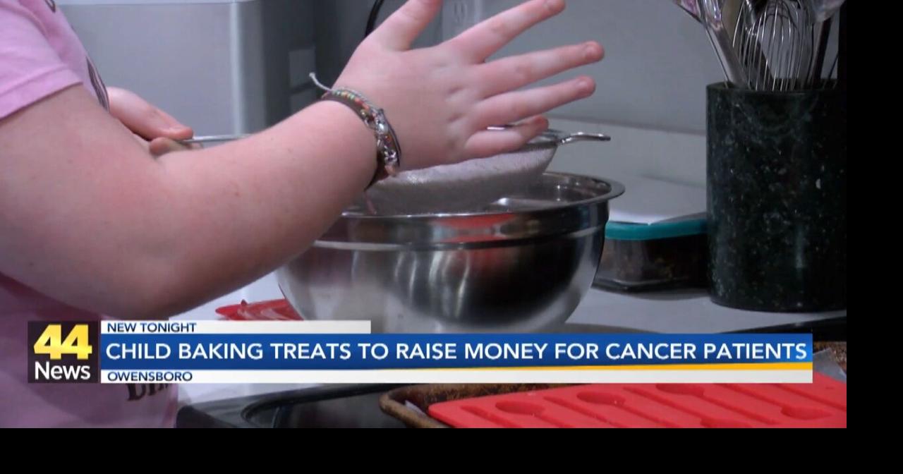Child baking treats to raise money for cancer patients Video
