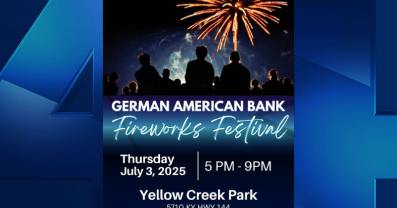 German American Bank Fireworks Festival at Yellow Creek Park this July 3rd