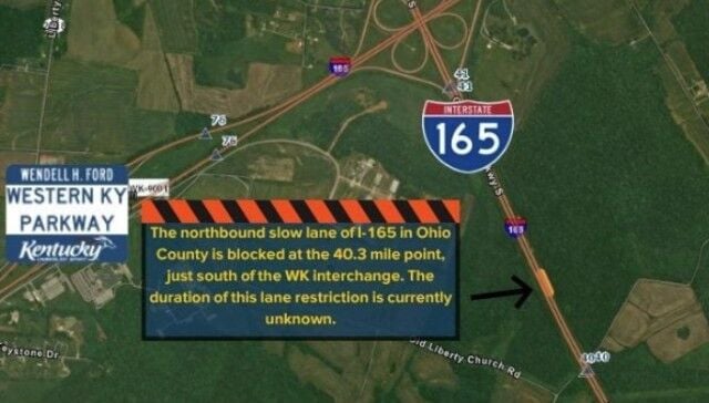 Concrete failure prompts northbound lane closure on I-165 in Ohio