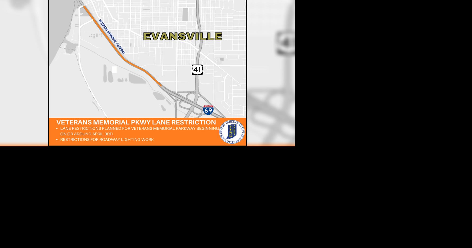 Lane restrictions planned on Veterans Memorial Parkway in Evansville ...