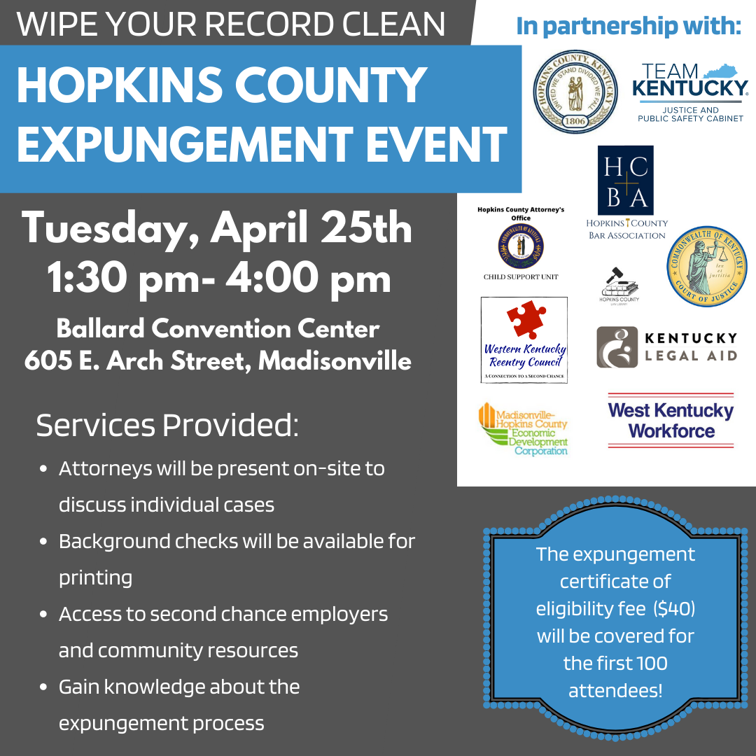 Criminal history expungement event happening in Hopkins County | Kentucky |  wevv.com