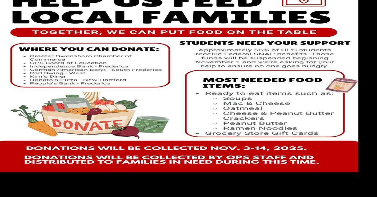 Owensboro Public Schools collecting food for students impacted by suspension of SNAP