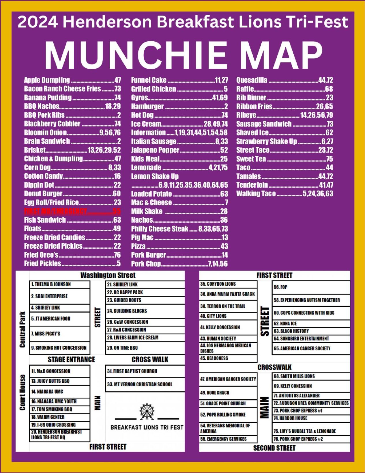 Munchie Map released for 2024 Henderson Breakfast Lions TriFest