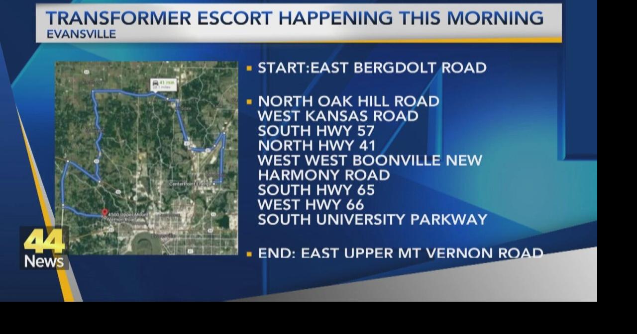 Evansville Police Escorting CenterPoint Energy Transformer Wednesday