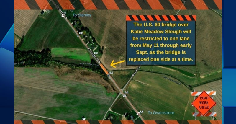 Lane restrictions to begin on U.S. 60 in Daviess County for bridge replacement work