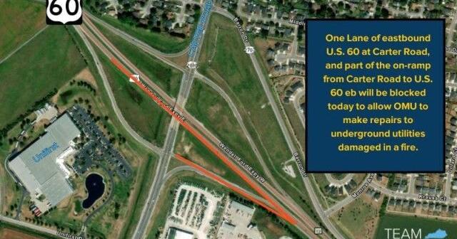 Emergency repairs on U.S. 60 in Owensboro following underground utility fire
