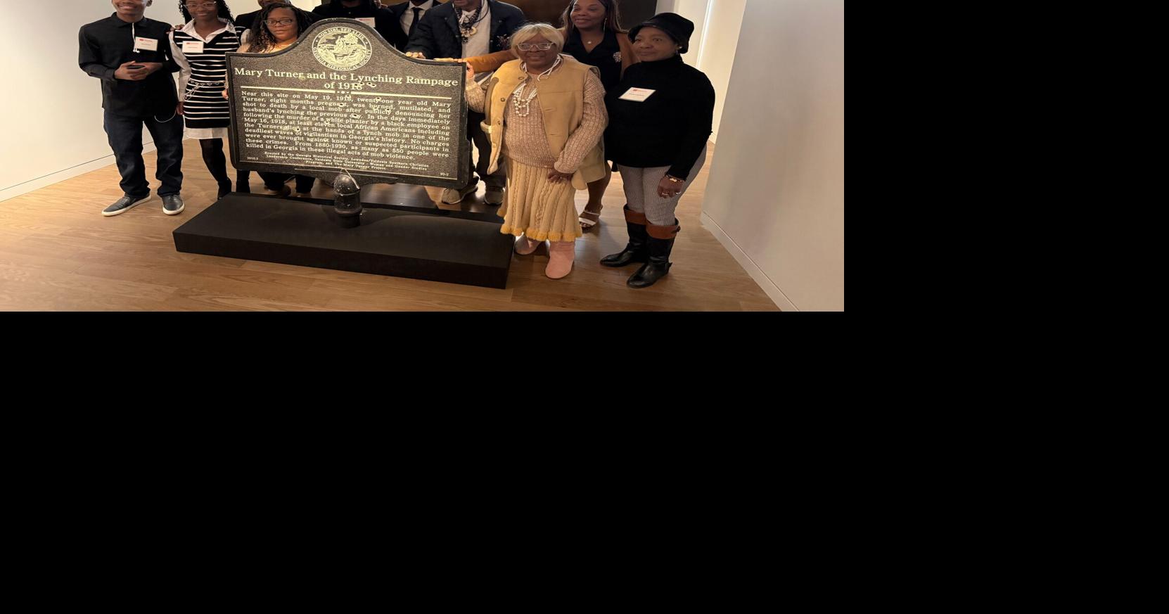 Bullet-pocked marker memorializing 1918 lynching goes on display in Atlanta