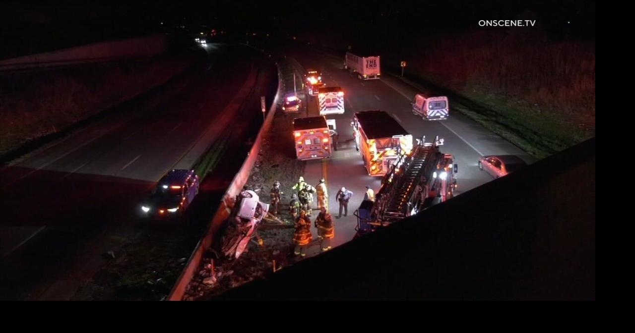 Man, 21, taken to hospital after car goes off Route 309 overpass, lands ...
