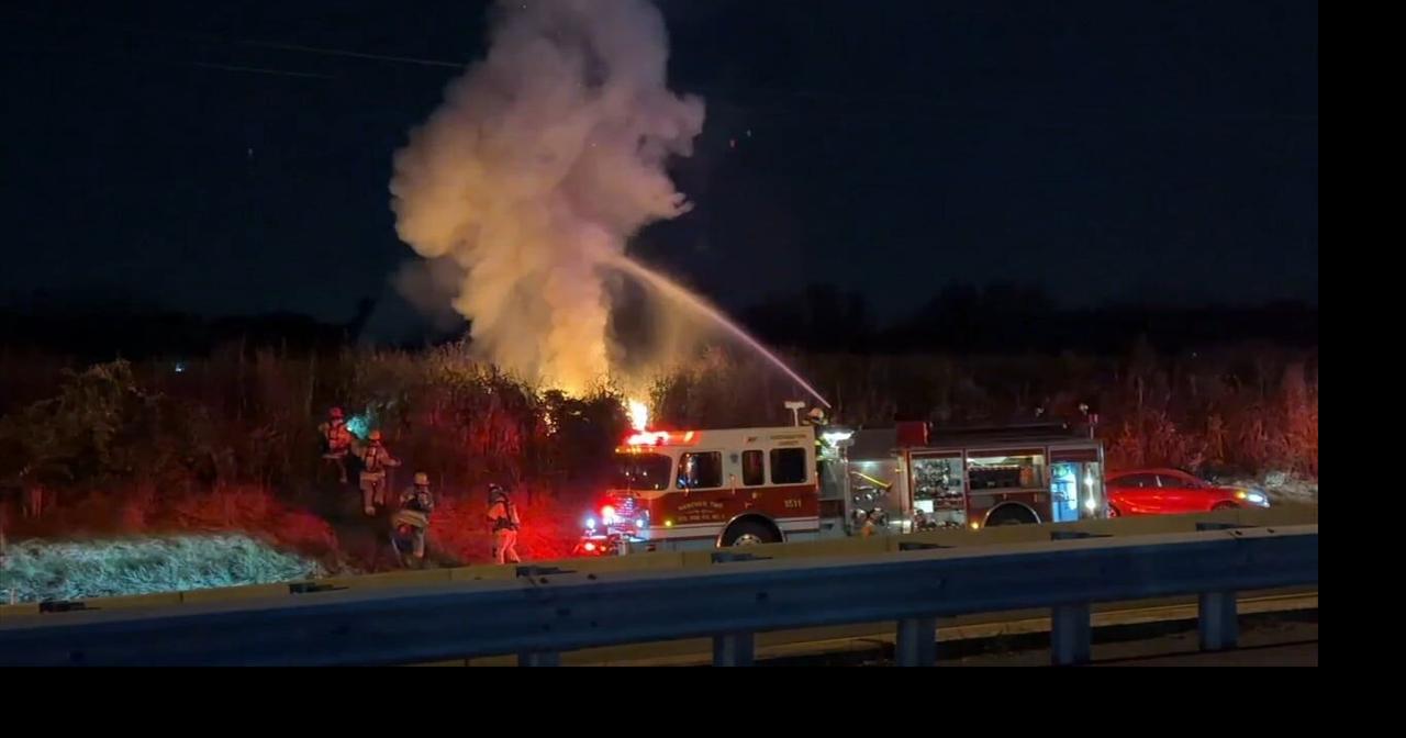 Car fire erupts on Route 22 after late-night crash in Northampton ...