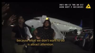 Body camera video of migrant flight at Westchester County Airport in New York