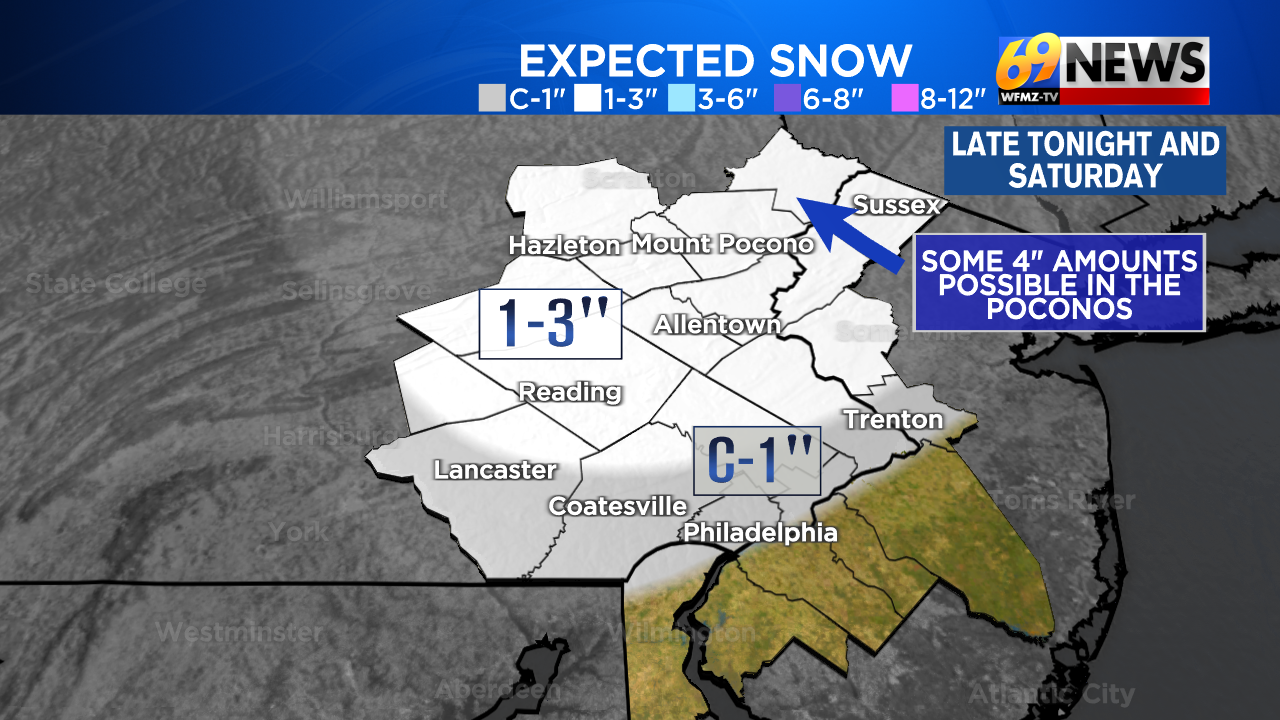 Accumulating light snow expected Saturday with up to a few inches ...